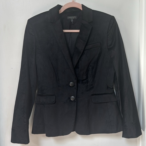 Rag & Bone Razor Black Velvet Blazer with Notched Lapels - Picture 5 of 9